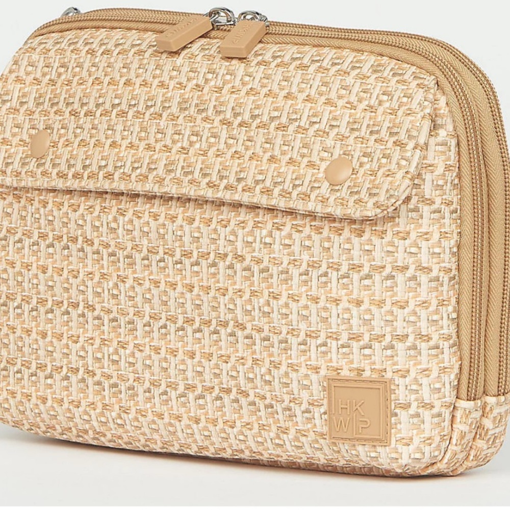IHKWIP Natural Straw-Texture Crossbody Bag with Striped Strap - Picture 3 of 4